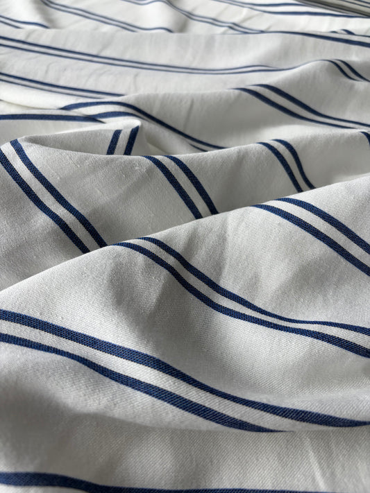 TOTO 021 midweight cotton/linnen jacquard stripe white/electric blue