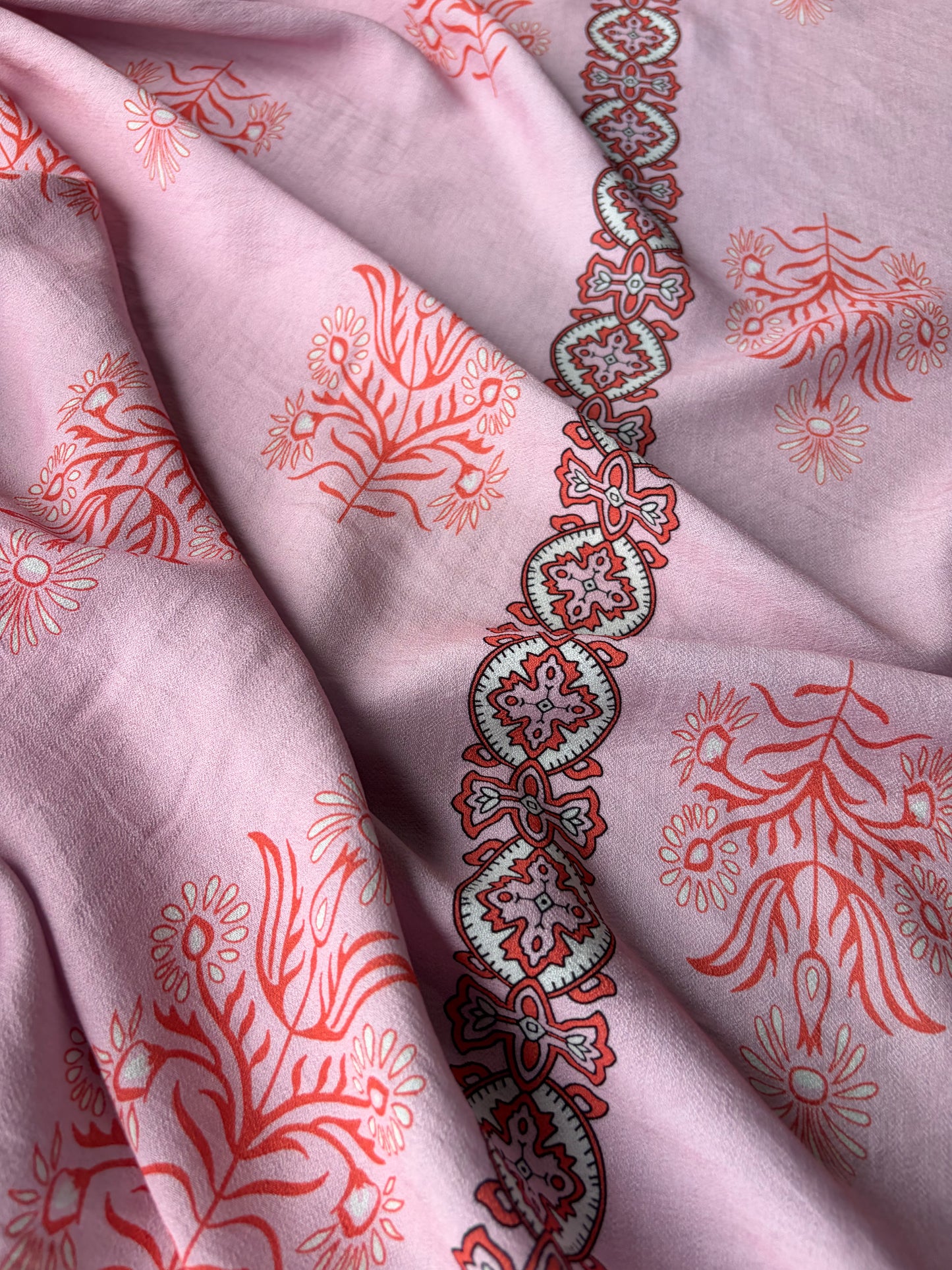 PAZZO 020 viscose crêpe pink striped print