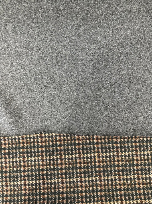 Flip Side 545 wool blurry pied de poule green brown double face grey