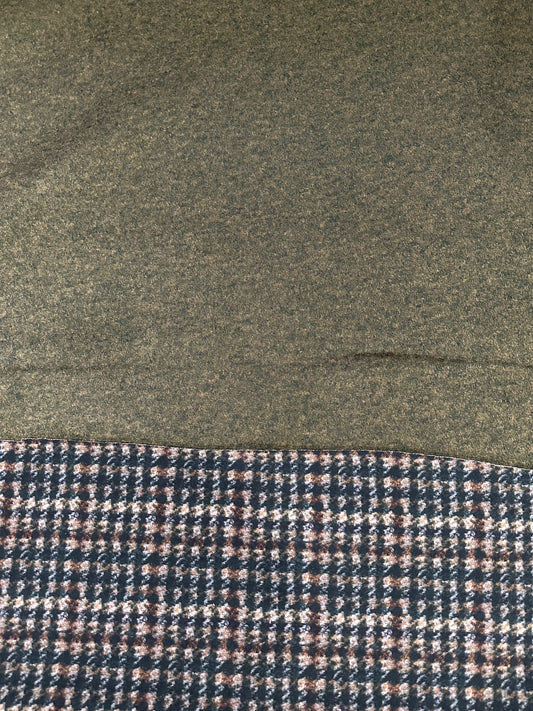 Flip Side 550 wool blurry pied de poule green brown double face brown