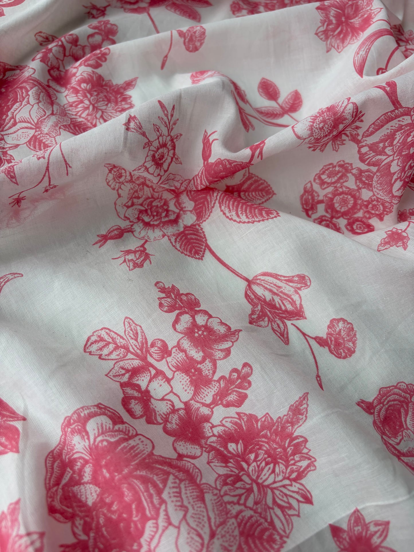 PAZZO 021 cotton voile pink flower print