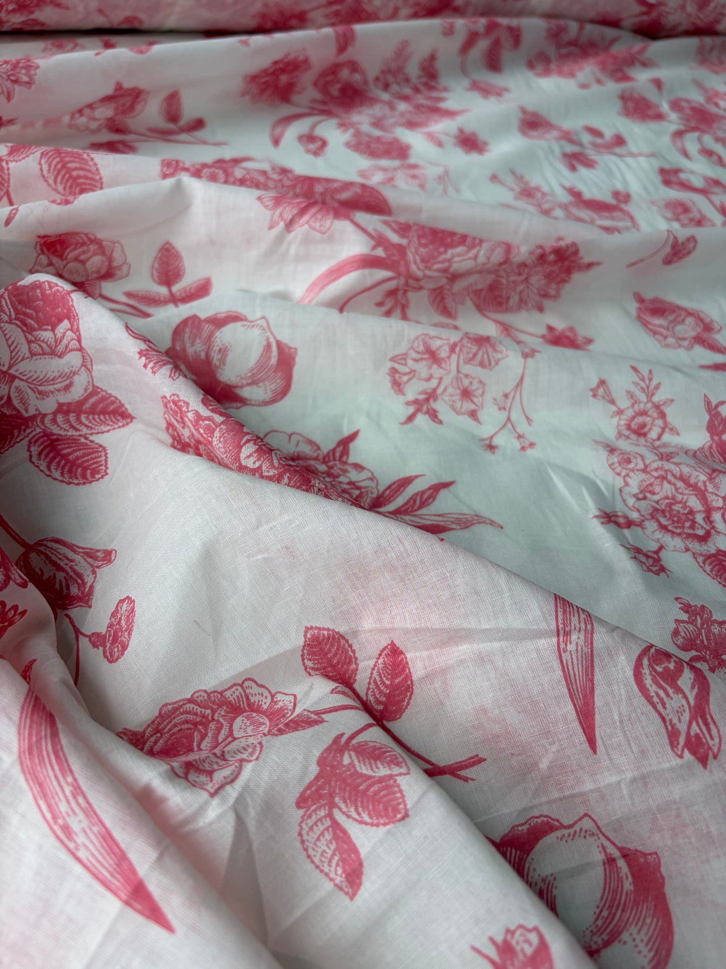 PAZZO 021 cotton voile pink flower print