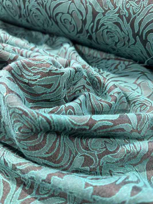 Jacques 100 jacquard with roses emerald