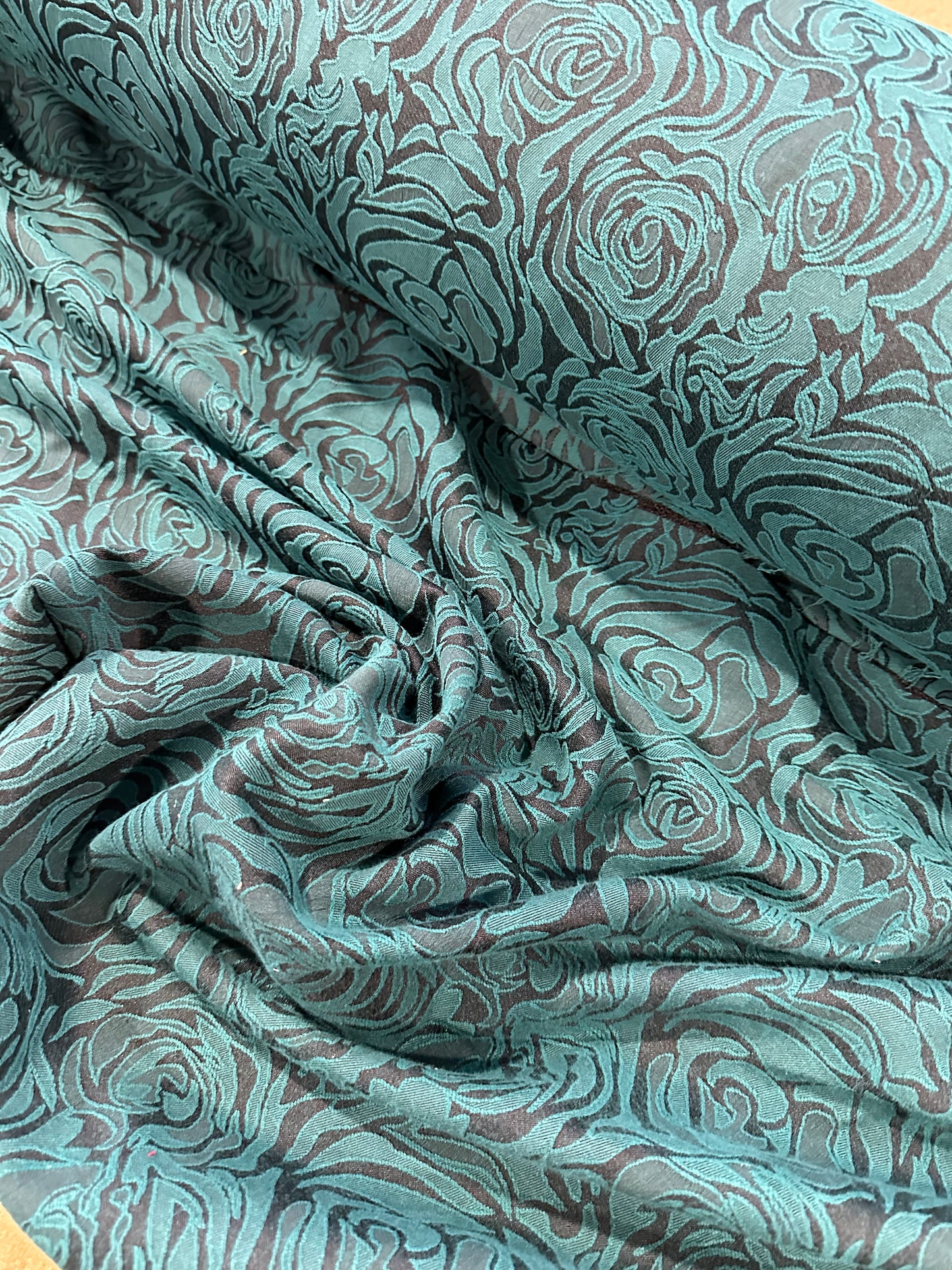 Jacques 100 jacquard with roses emerald