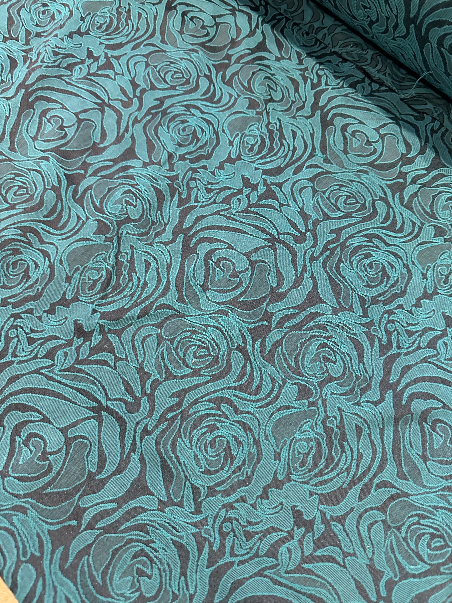Jacques 100 jacquard with roses emerald