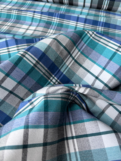 TOTO 032 cotton bengaline classical clan check blue/petrol