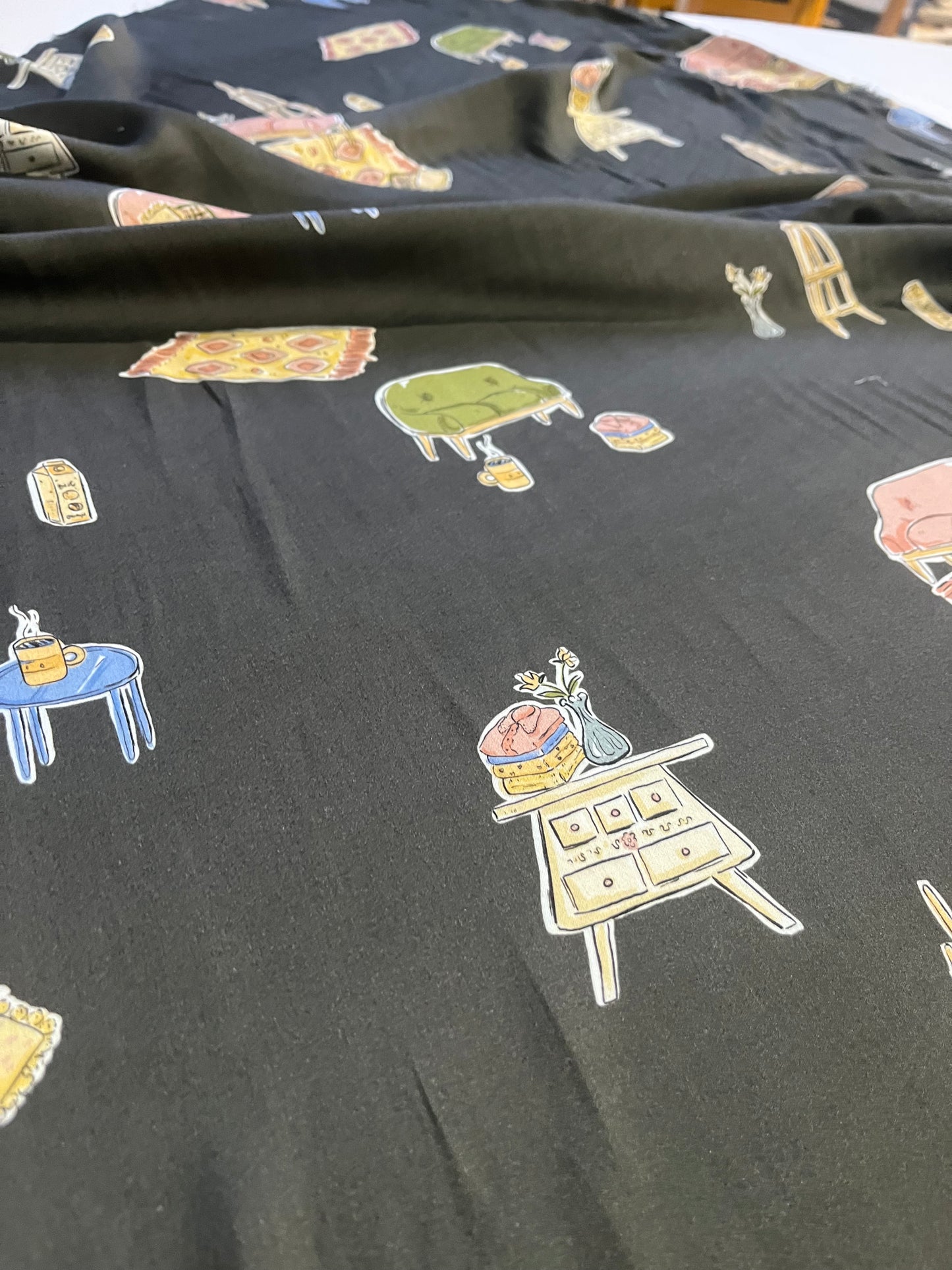 WALLY 054 viscose satin with conversational print