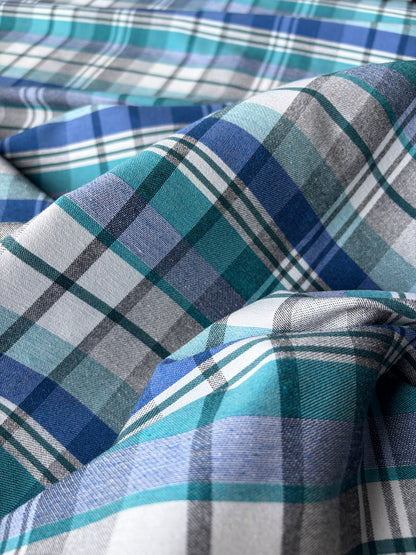TOTO 032 cotton bengaline classical clan check blue/petrol