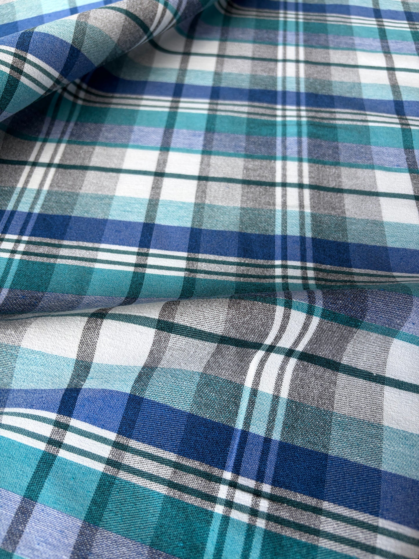 TOTO 032 cotton bengaline classical clan check blue/petrol