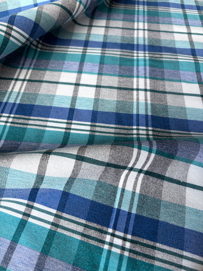 TOTO 032 cotton bengaline classical clan check blue/petrol