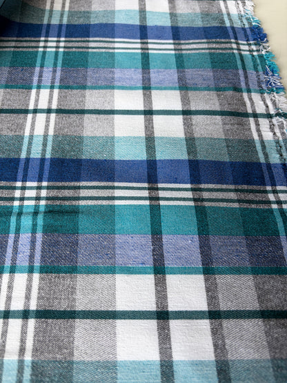 TOTO 032 cotton bengaline classical clan check blue/petrol