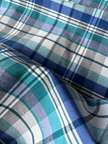 TOTO 032 cotton bengaline classical clan check blue/petrol