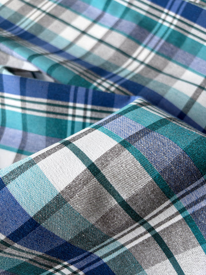 TOTO 032 cotton bengaline classical clan check blue/petrol