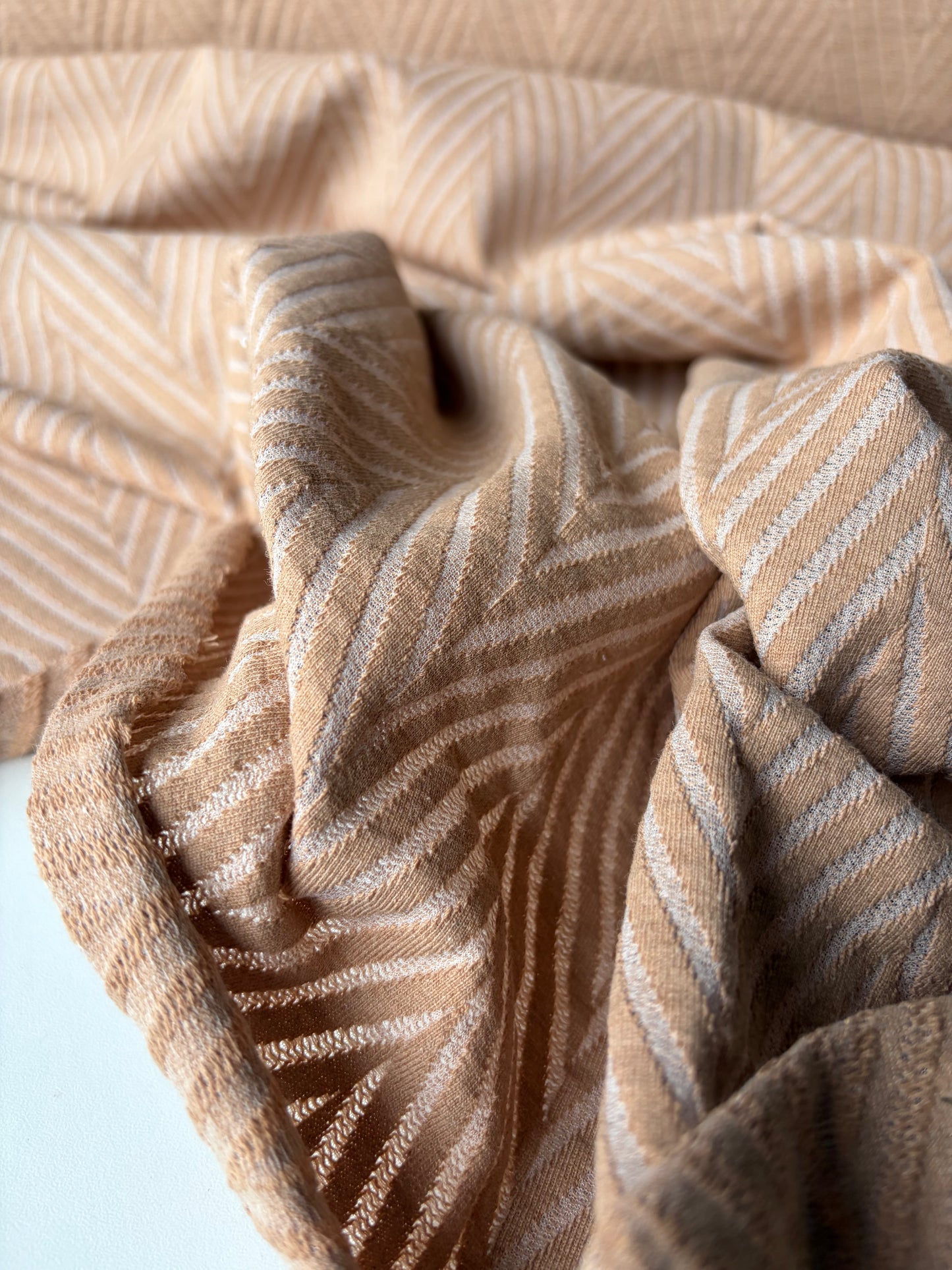 TOTO 036  cotton jersey jacquard chevron sand