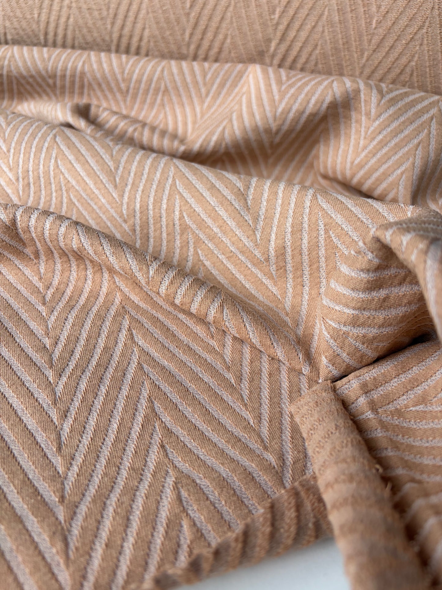 TOTO 036  cotton jersey jacquard chevron sand