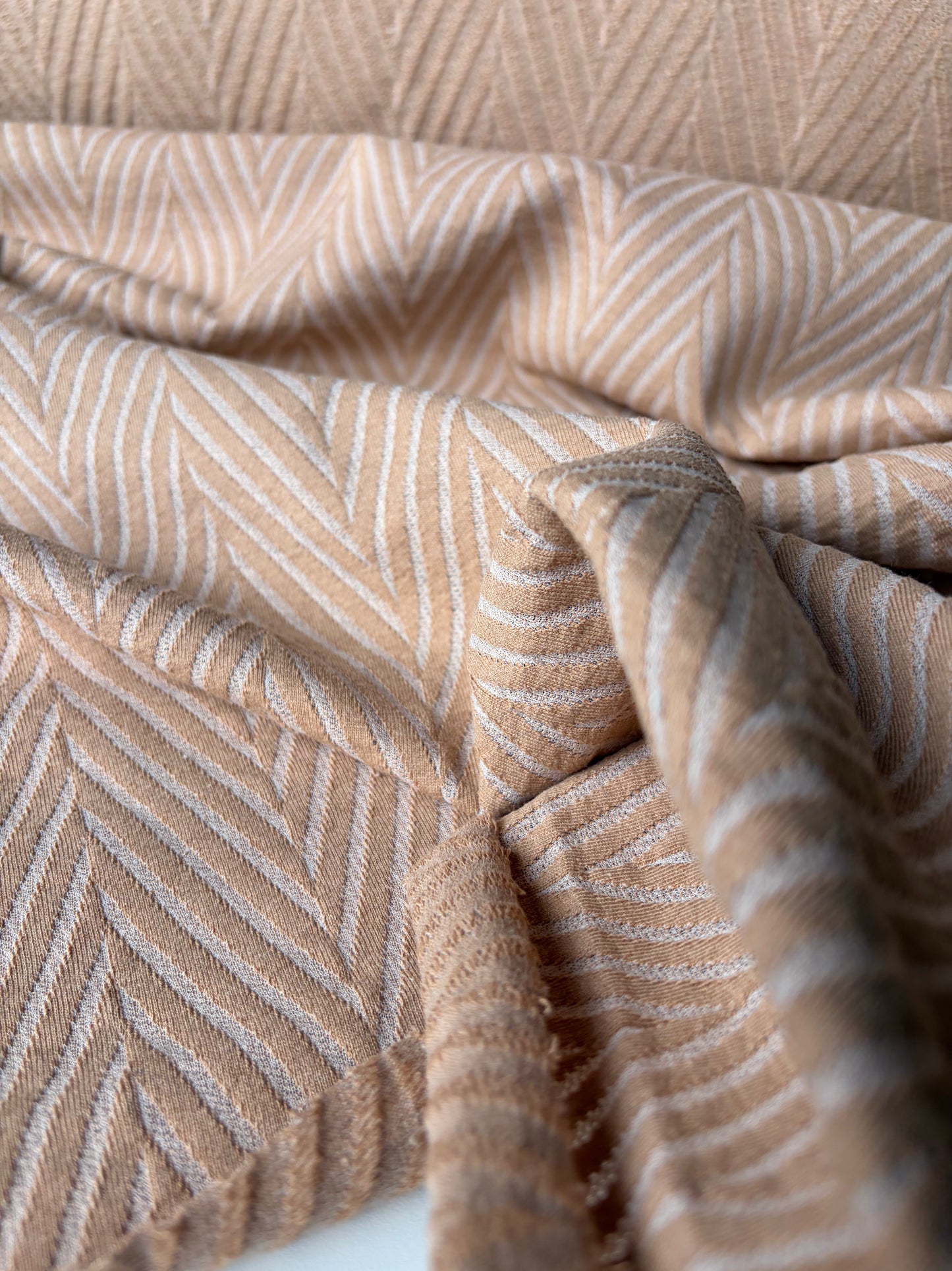 TOTO 036  cotton jersey jacquard chevron sand