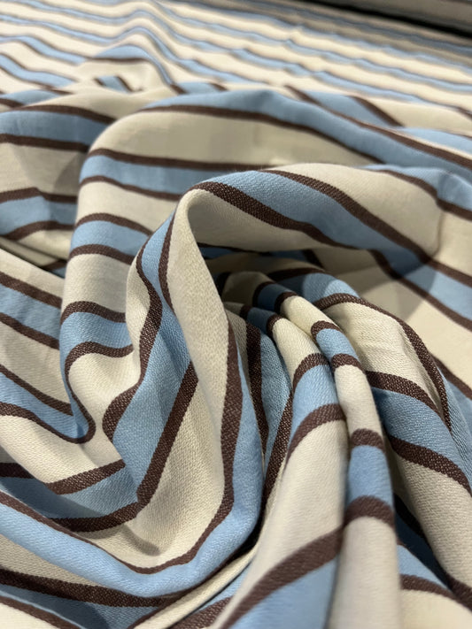 HELENA 003 woven cotton stripe blue/brown/white