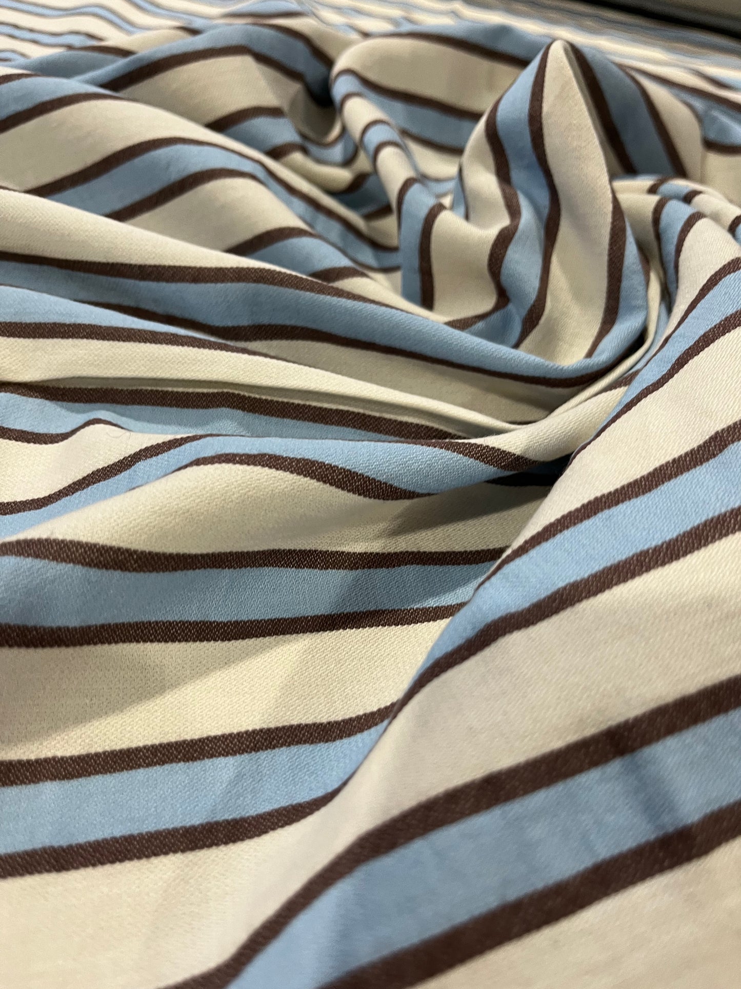 HELENA 003 woven cotton stripe blue/brown/white