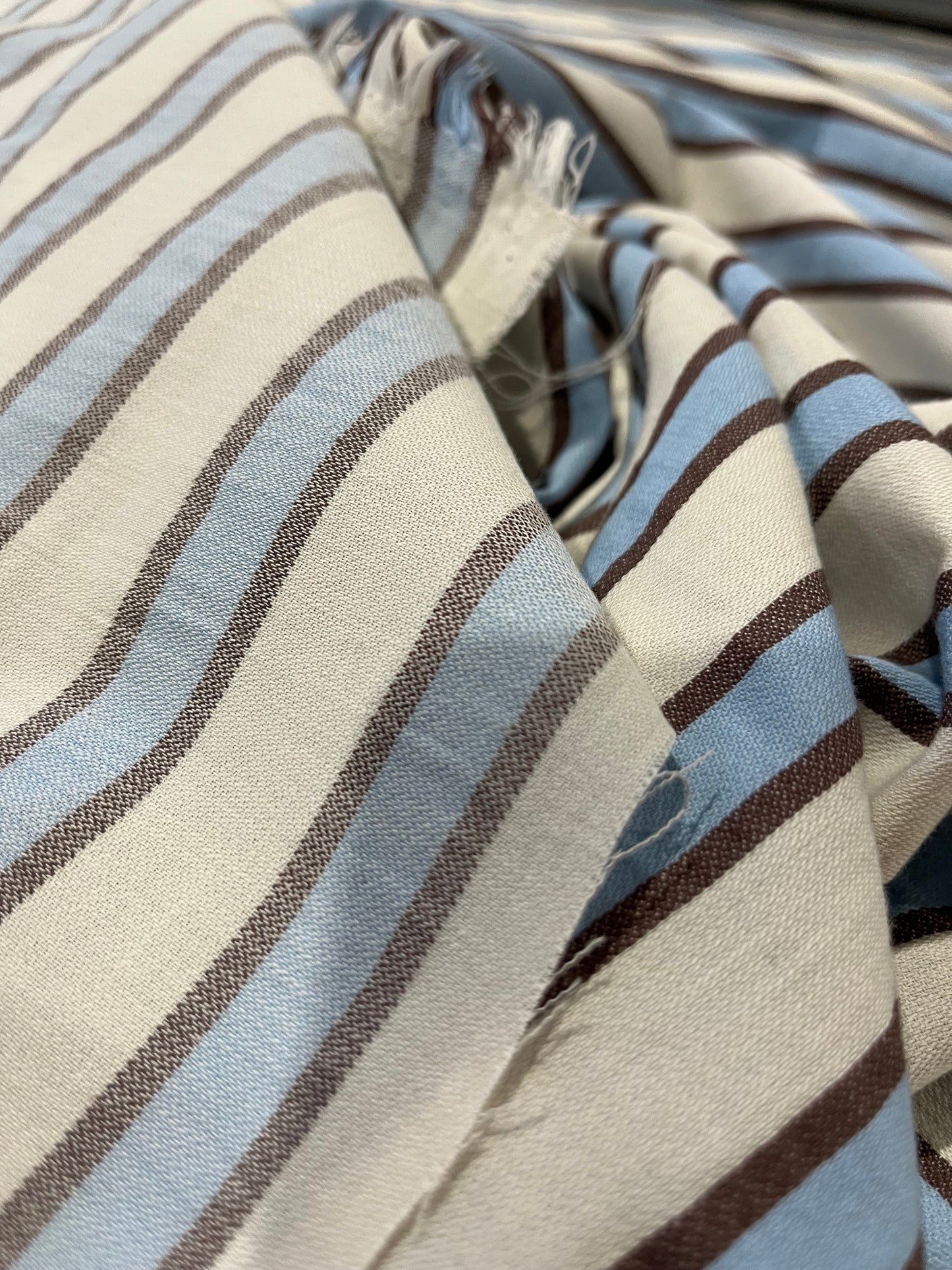 HELENA 003 woven cotton stripe blue/brown/white