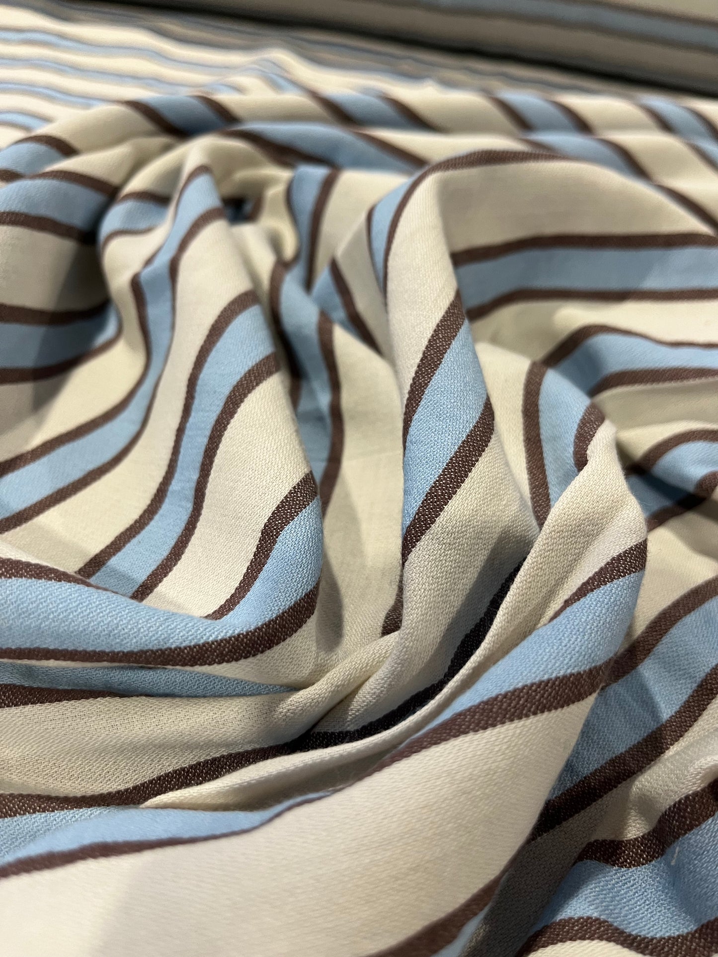 HELENA 003 woven cotton stripe blue/brown/white