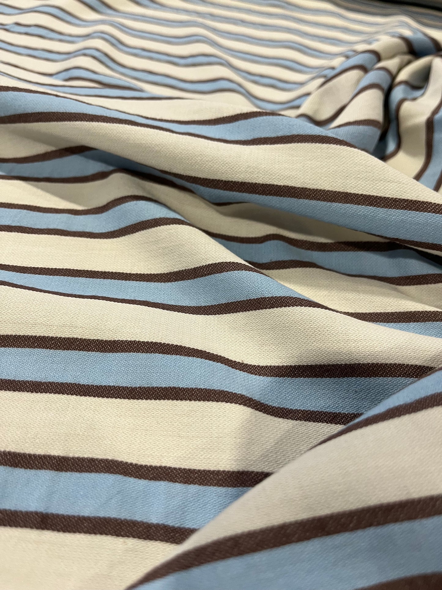 HELENA 003 woven cotton stripe blue/brown/white