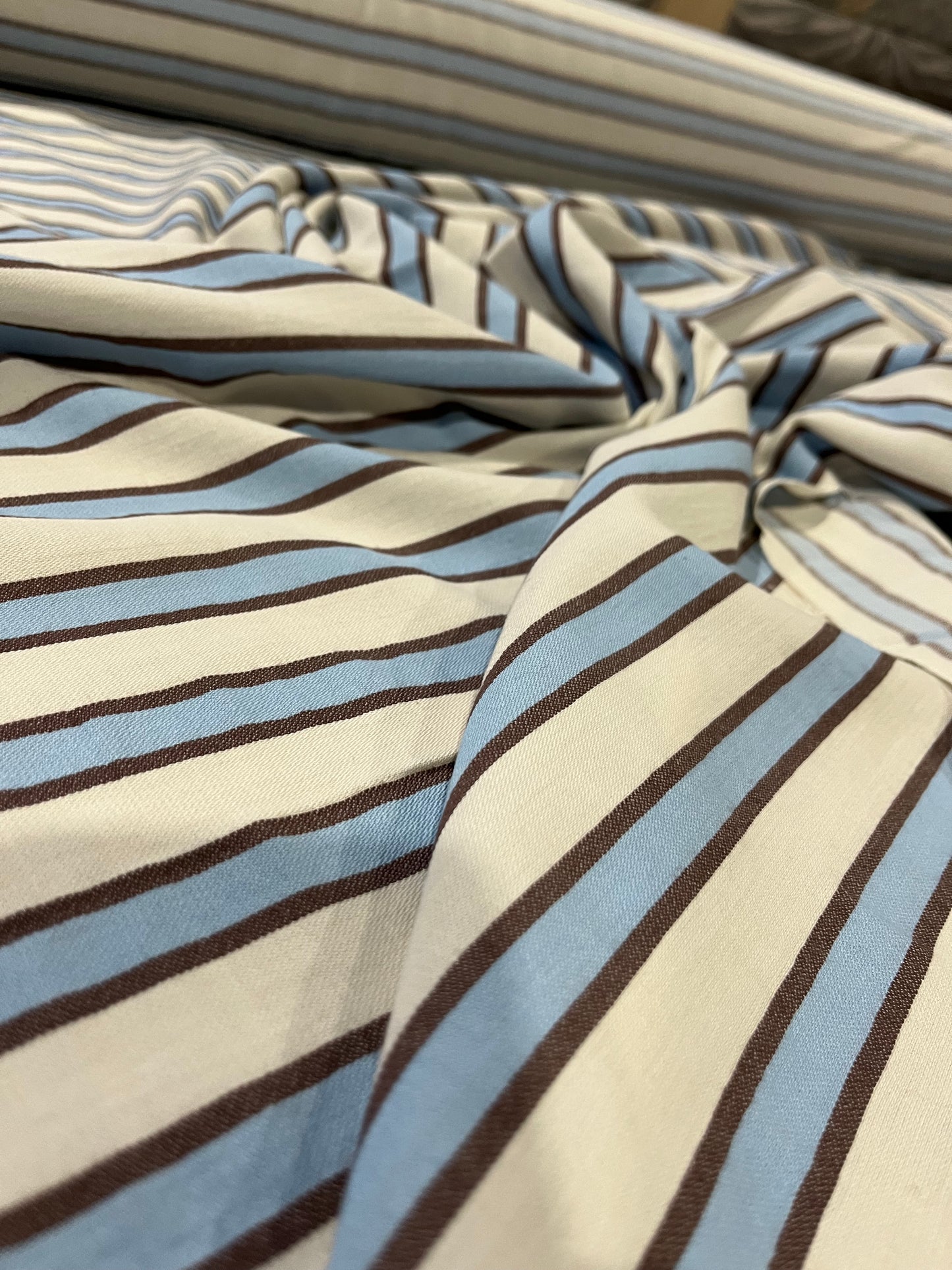 HELENA 003 woven cotton stripe blue/brown/white