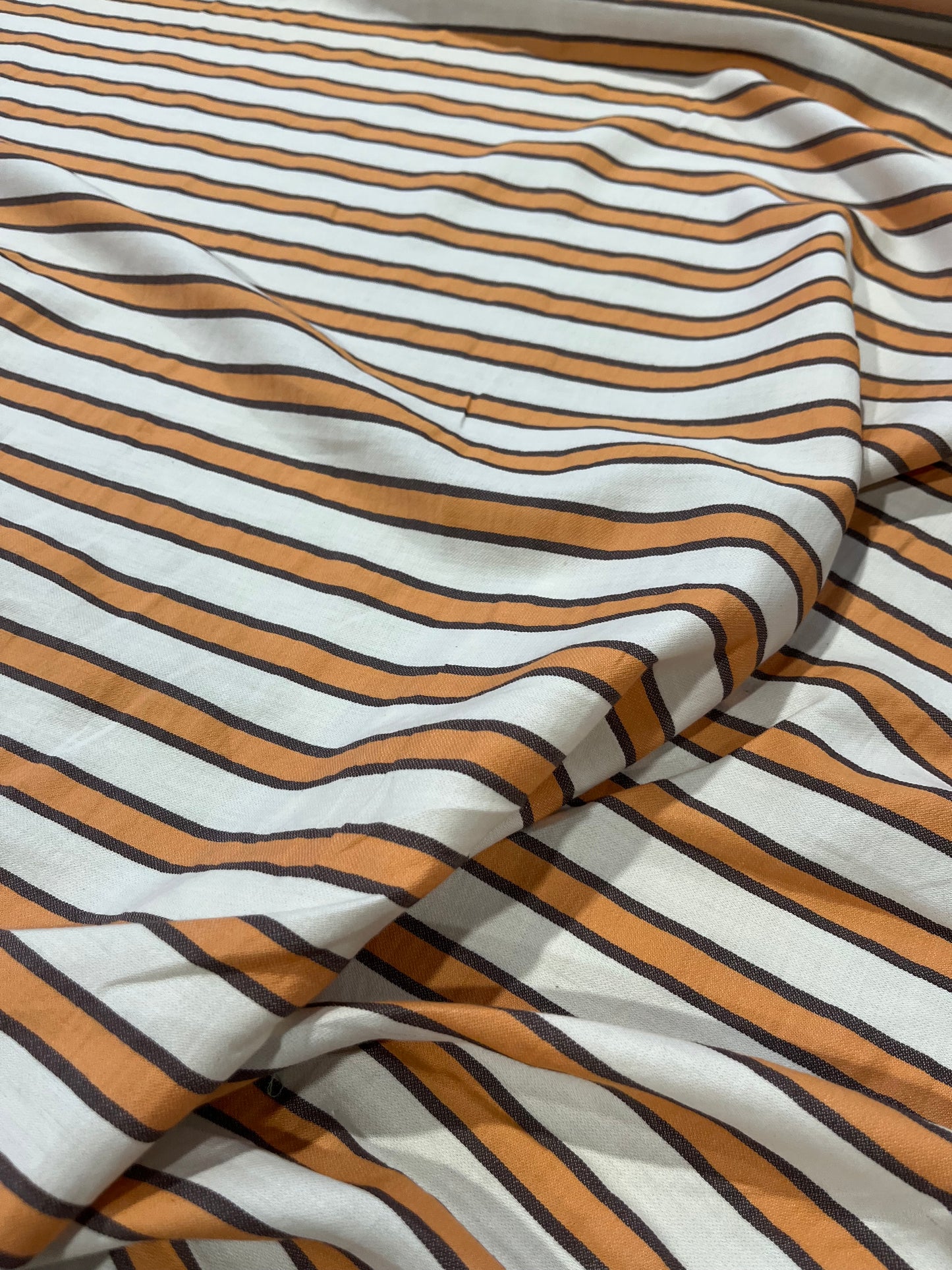 HELENA 004 woven cotton stripe orange/brown/white