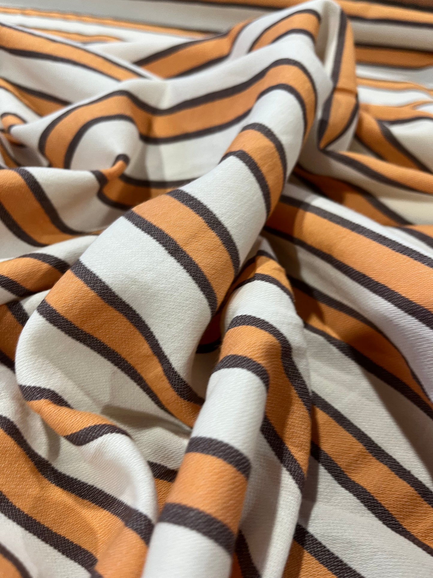 HELENA 004 woven cotton stripe orange/brown/white