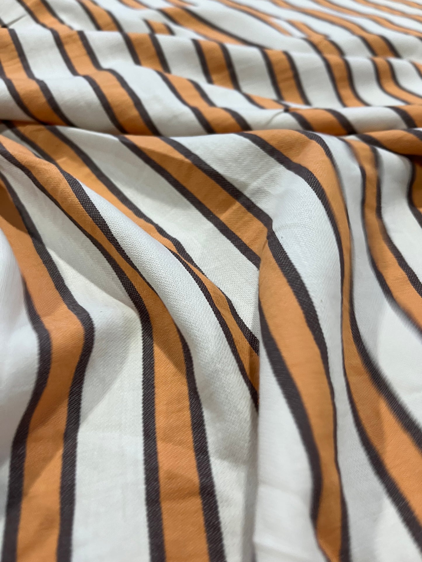 HELENA 004 woven cotton stripe orange/brown/white