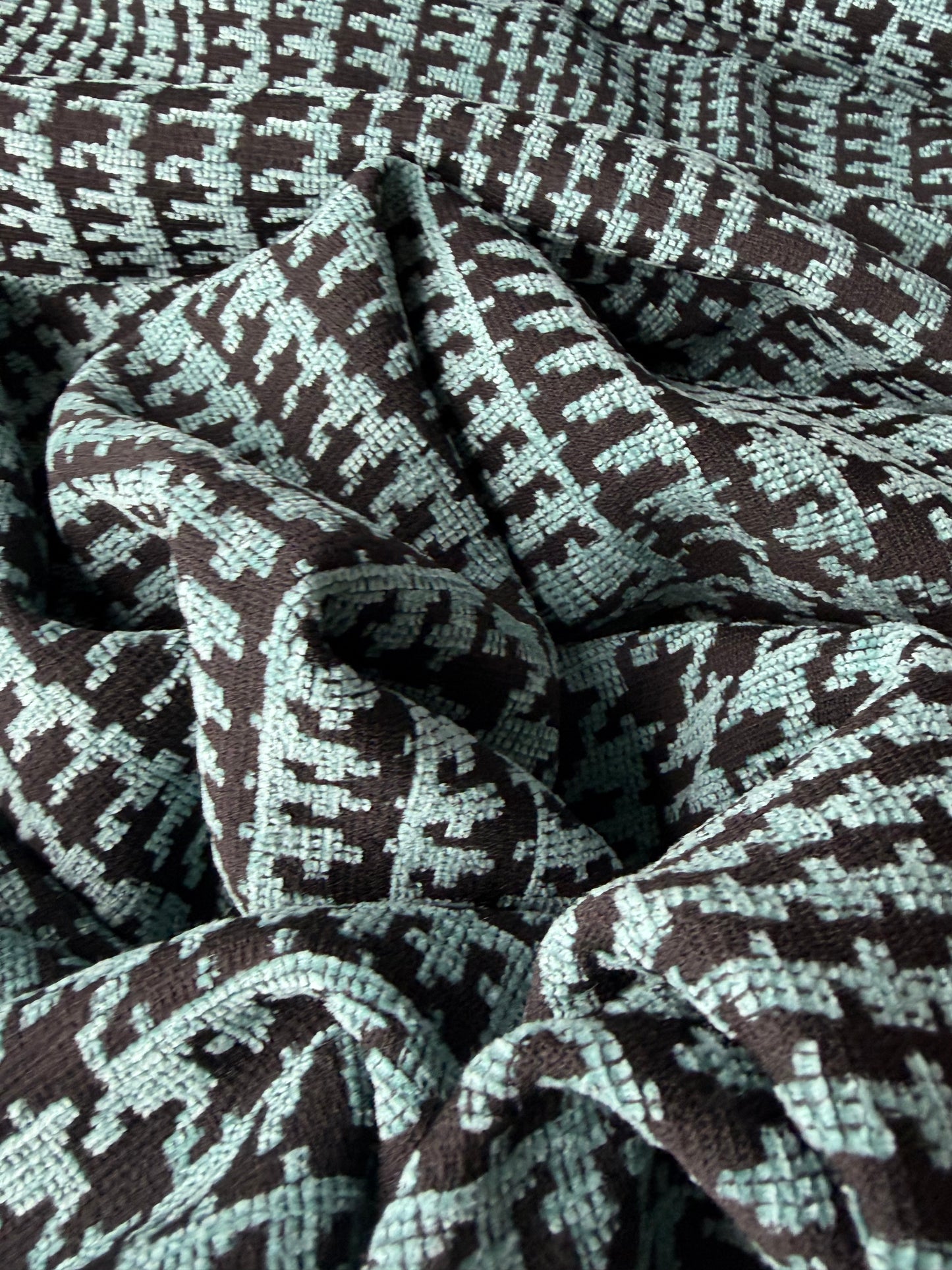TOTO 043 heavy chenille jacquard teal Prince de Galles