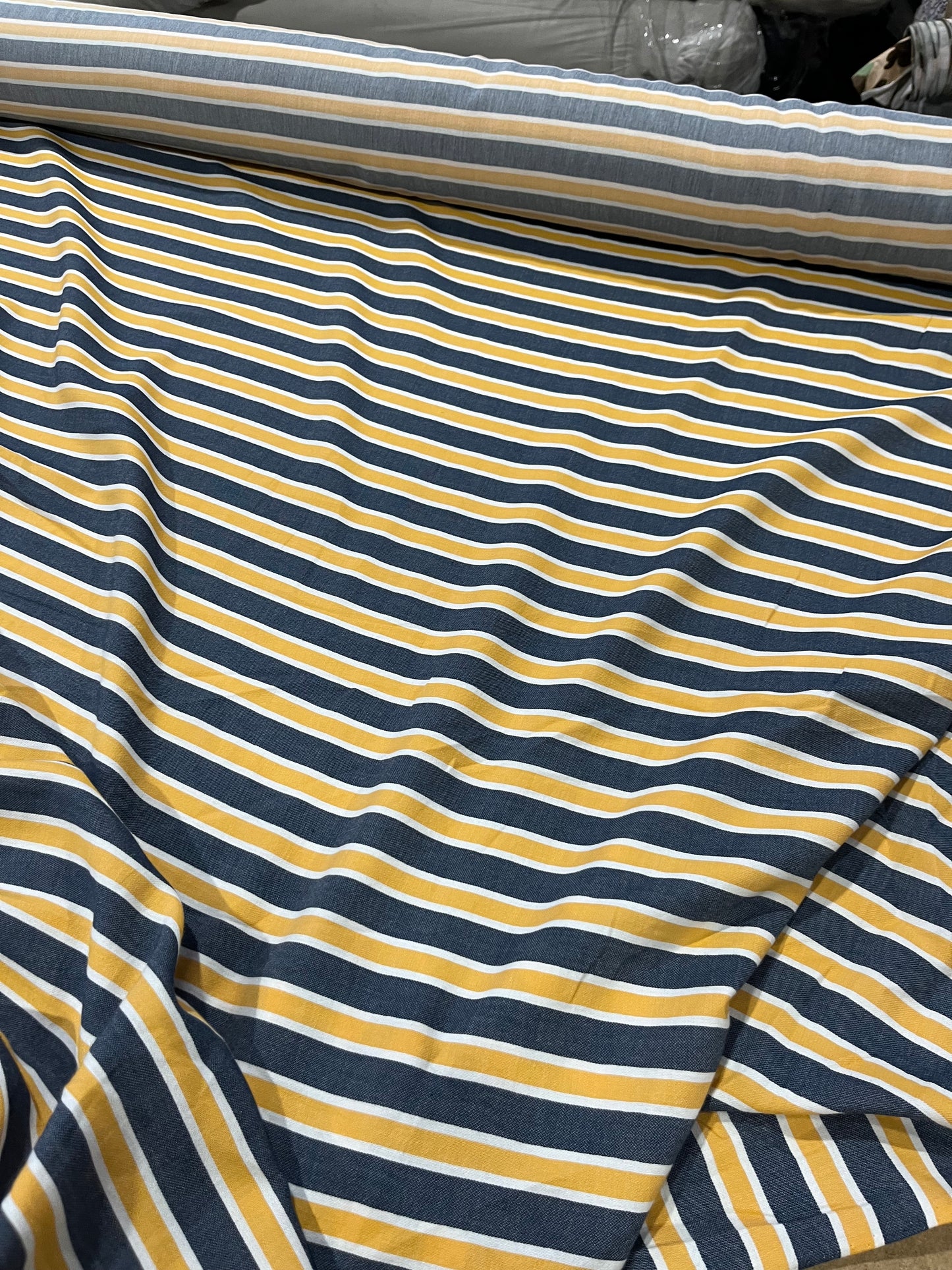 HELENA 005 woven cotton stripe blue/yellow/ecru