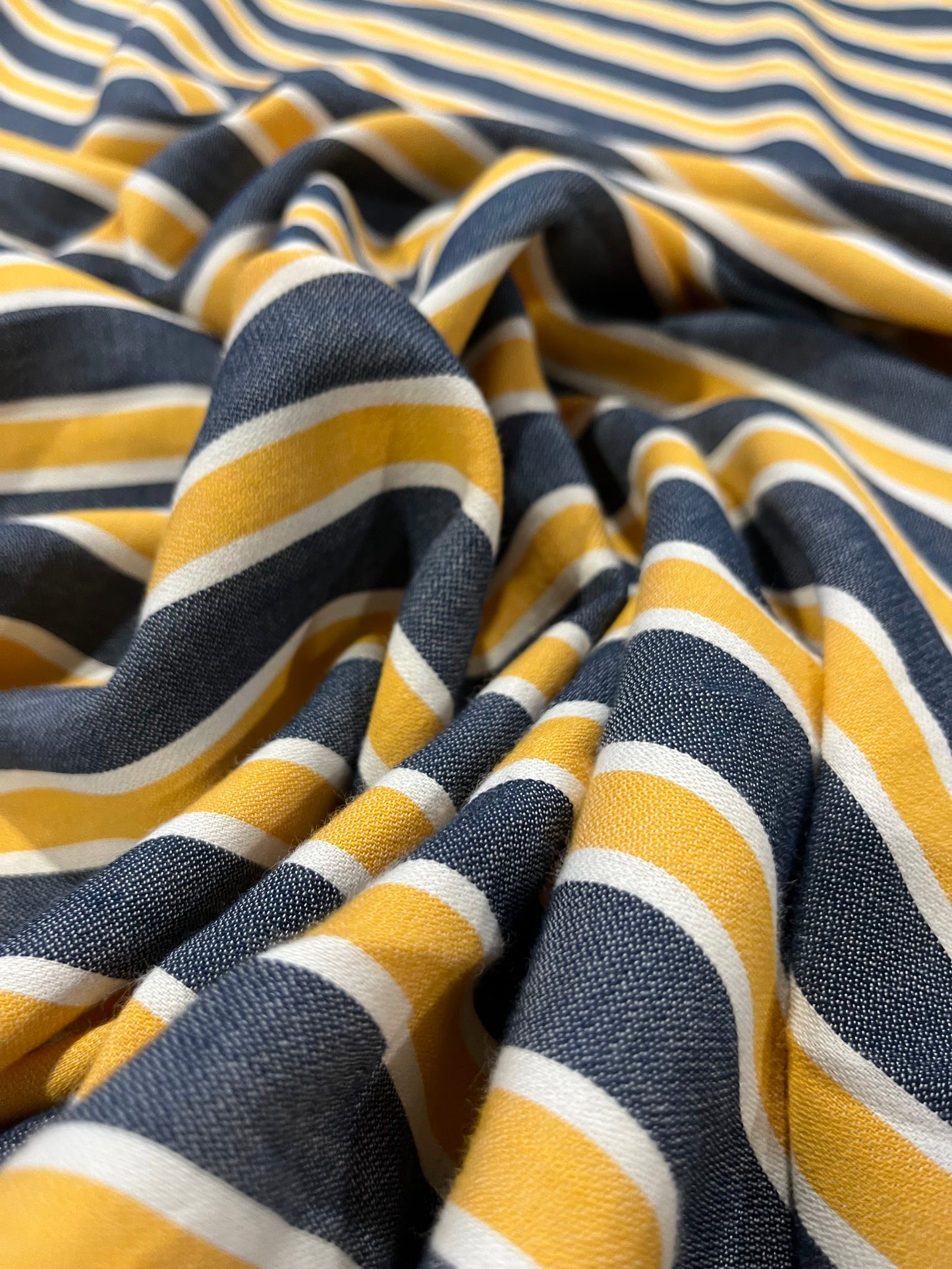 HELENA 005 woven cotton stripe blue/yellow/ecru