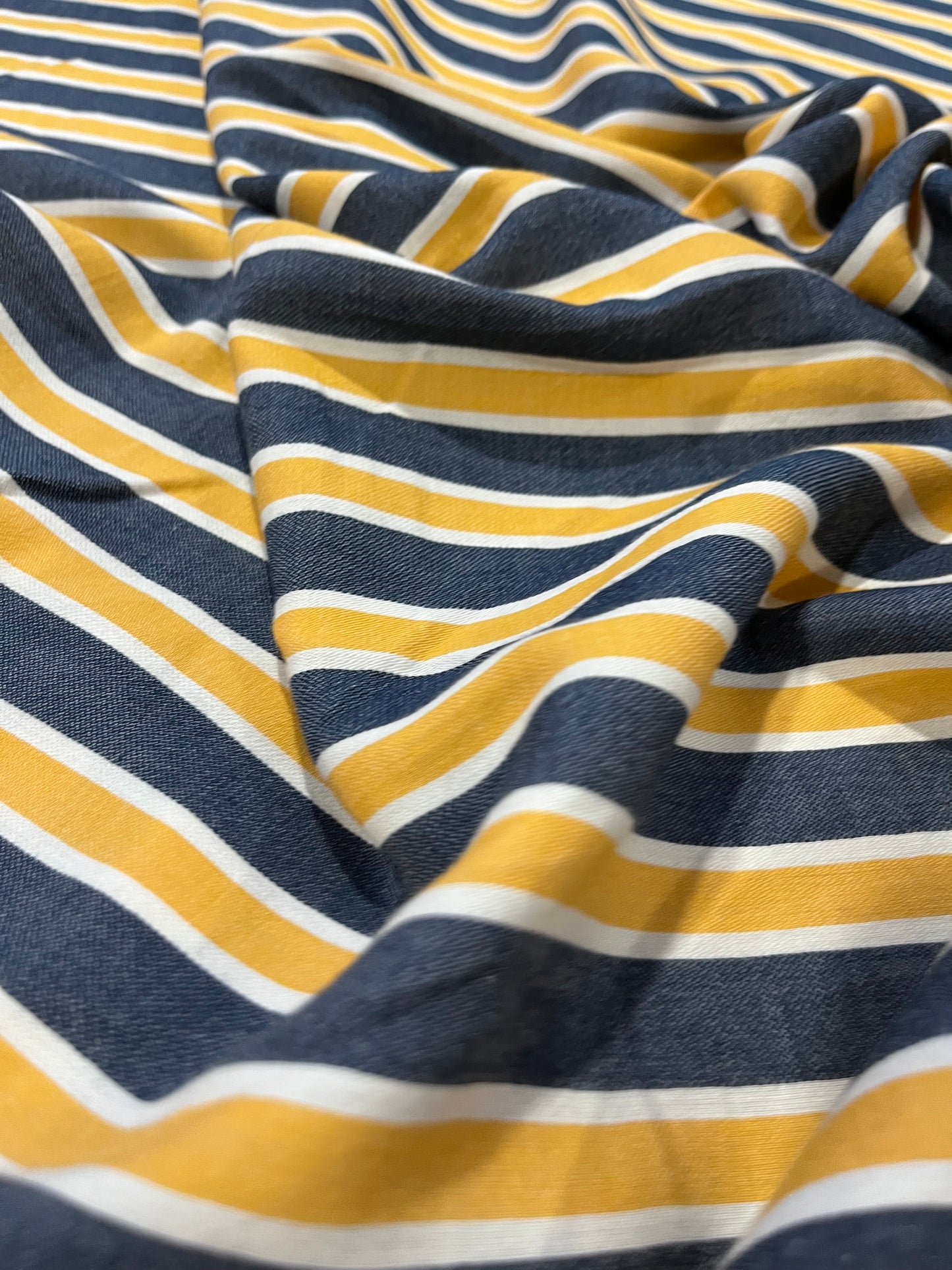 HELENA 005 woven cotton stripe blue/yellow/ecru