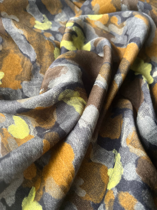 BACCHUS 021 heavy viscose dull satin army print