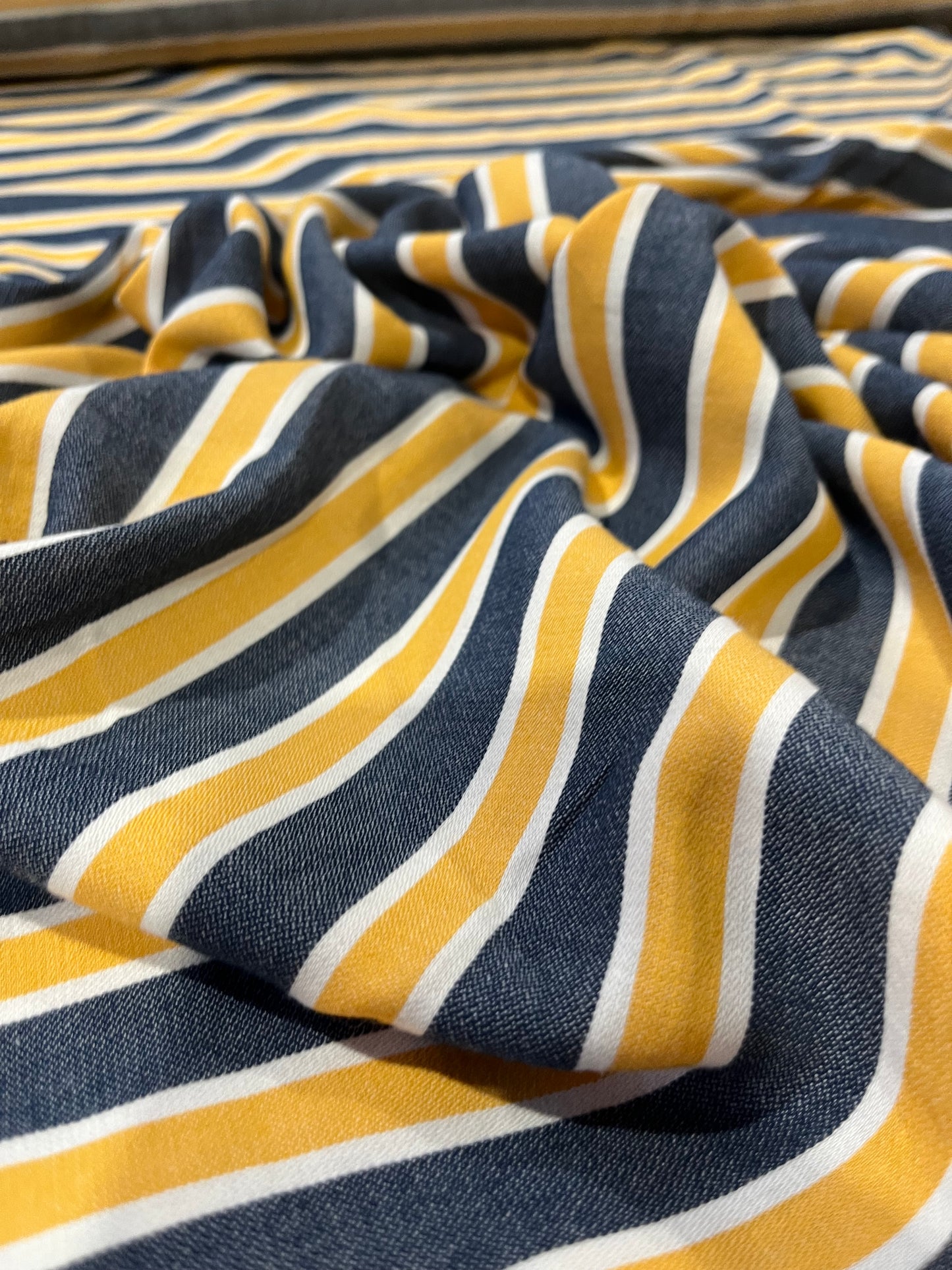 HELENA 005 woven cotton stripe blue/yellow/ecru