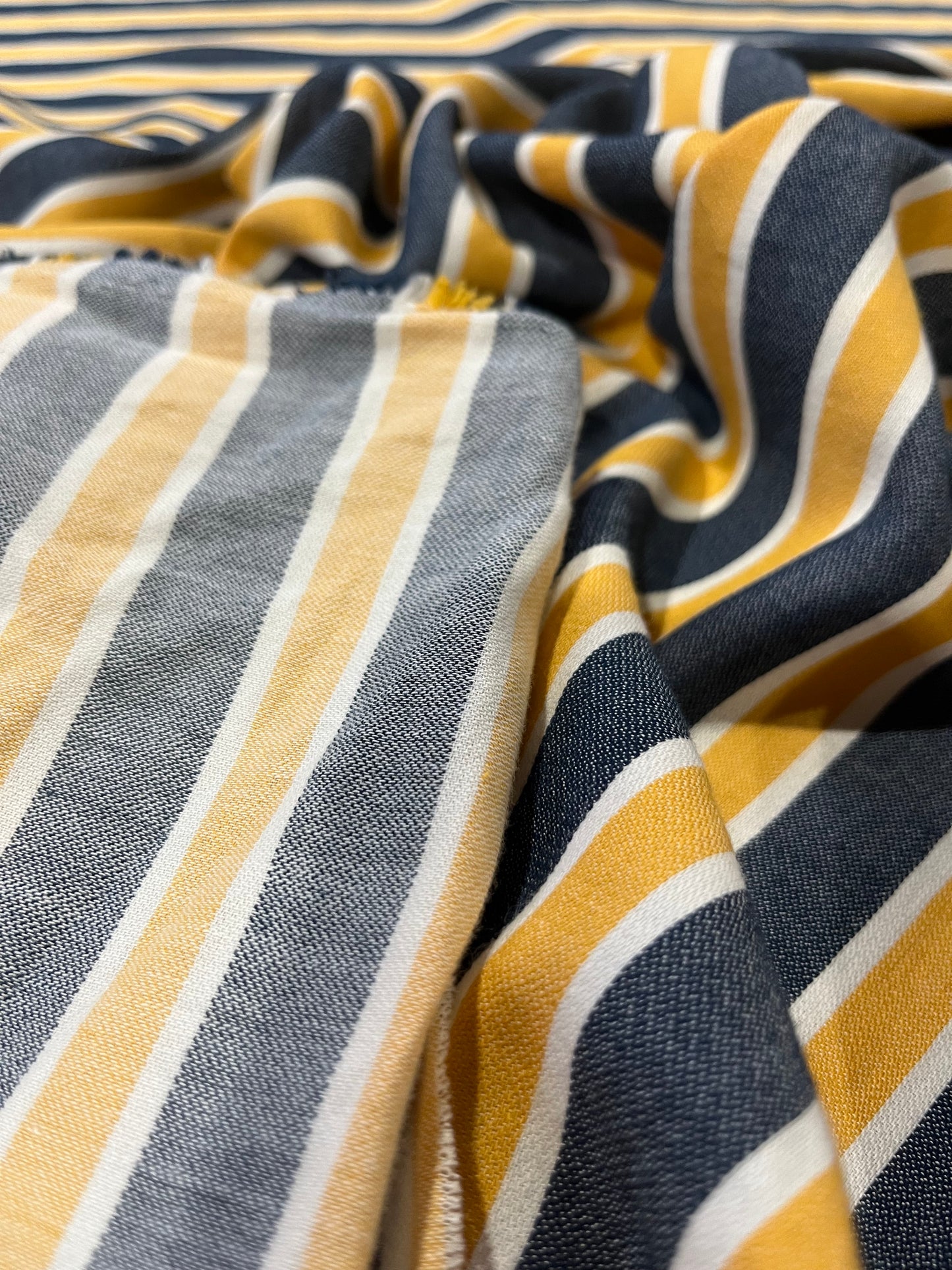 HELENA 005 woven cotton stripe blue/yellow/ecru