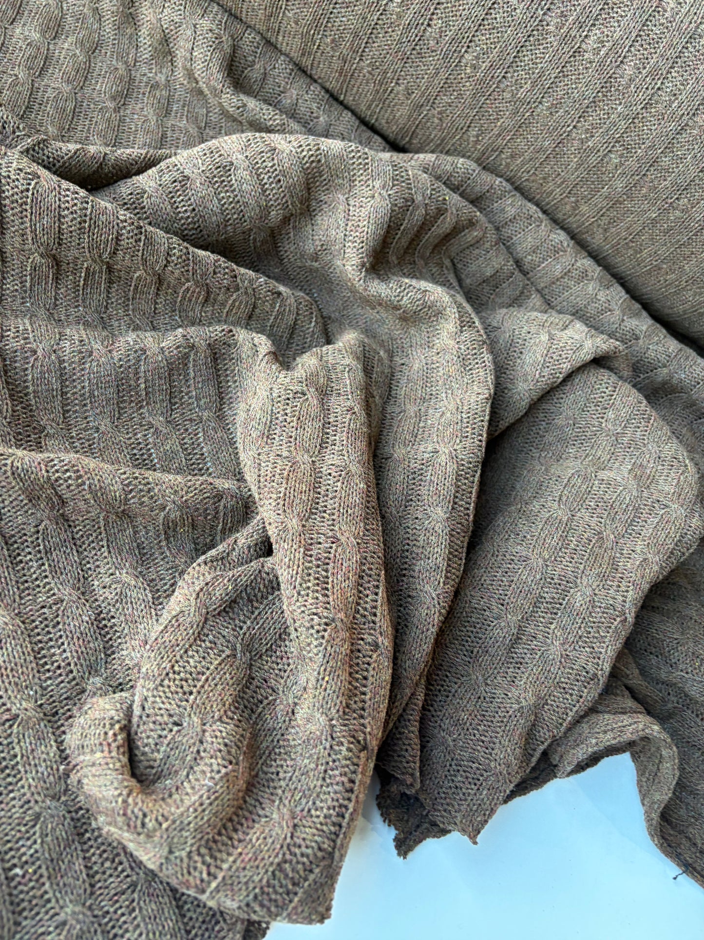 FELICE 002 tabac coloured knitted cable cotton/wool
