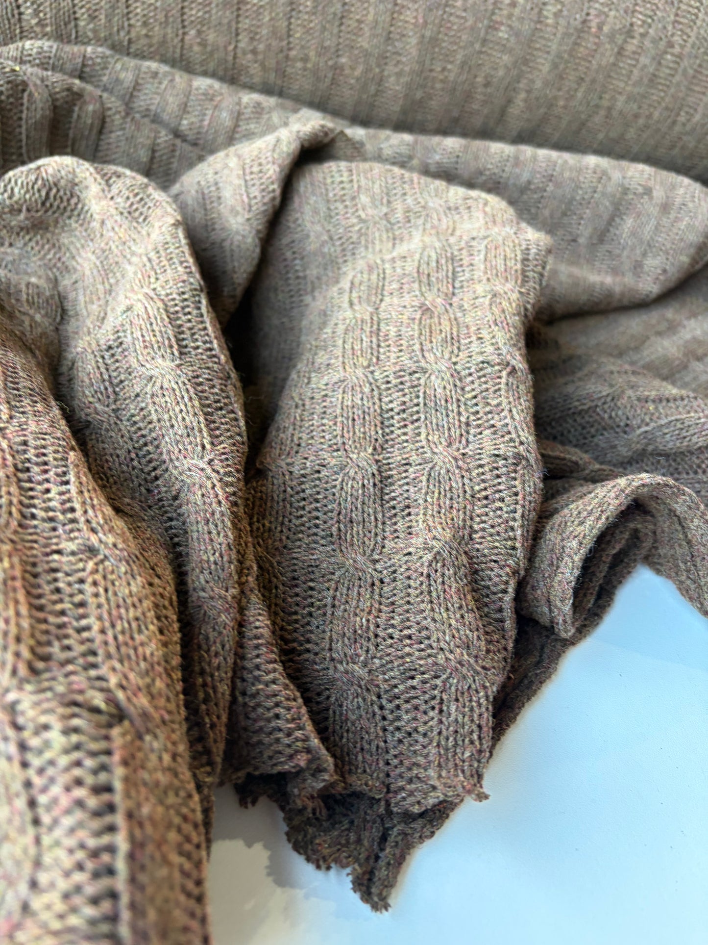 FELICE 002 tabac coloured knitted cable cotton/wool