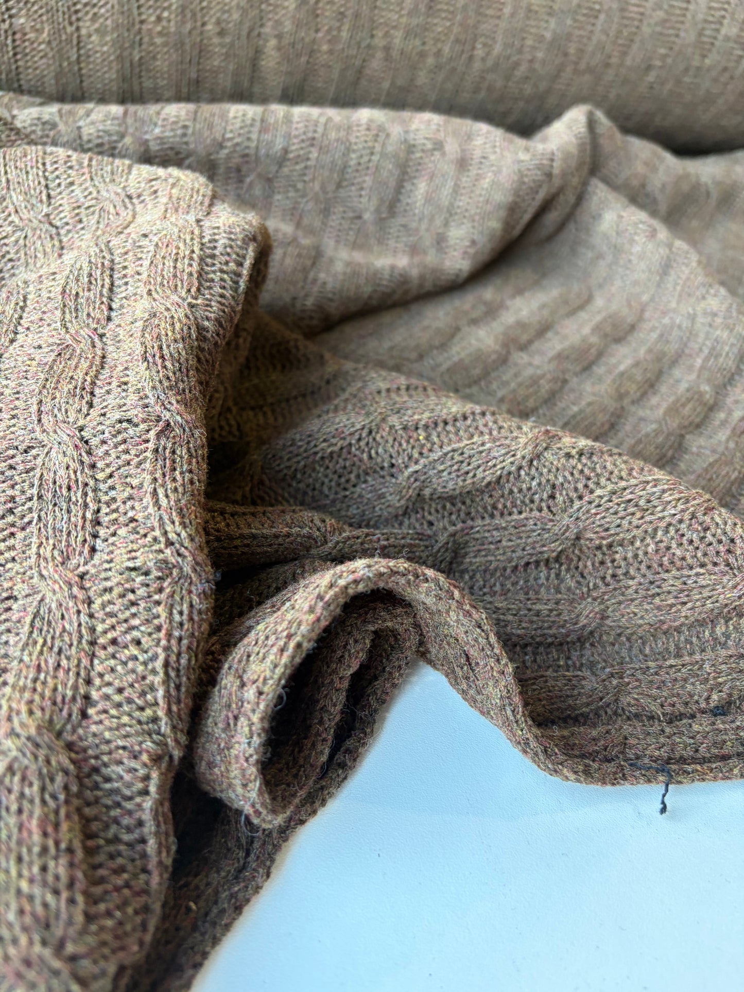 FELICE 002 tabac coloured knitted cable cotton/wool