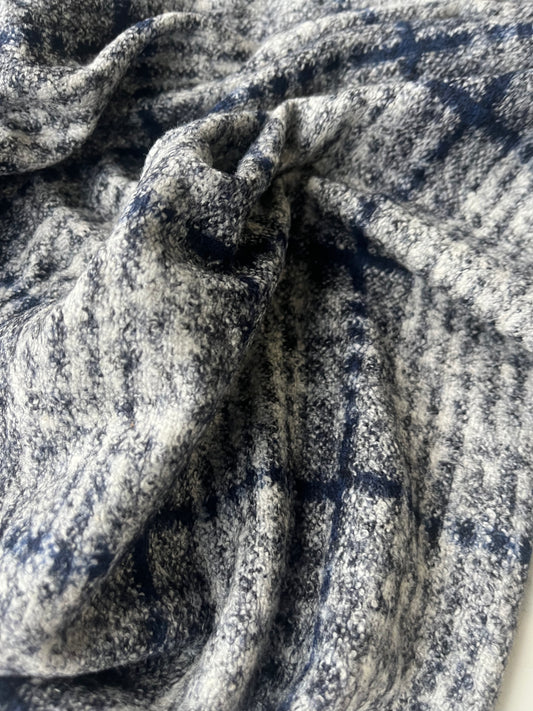 PABLO 004 Wool jersey check blue/grey