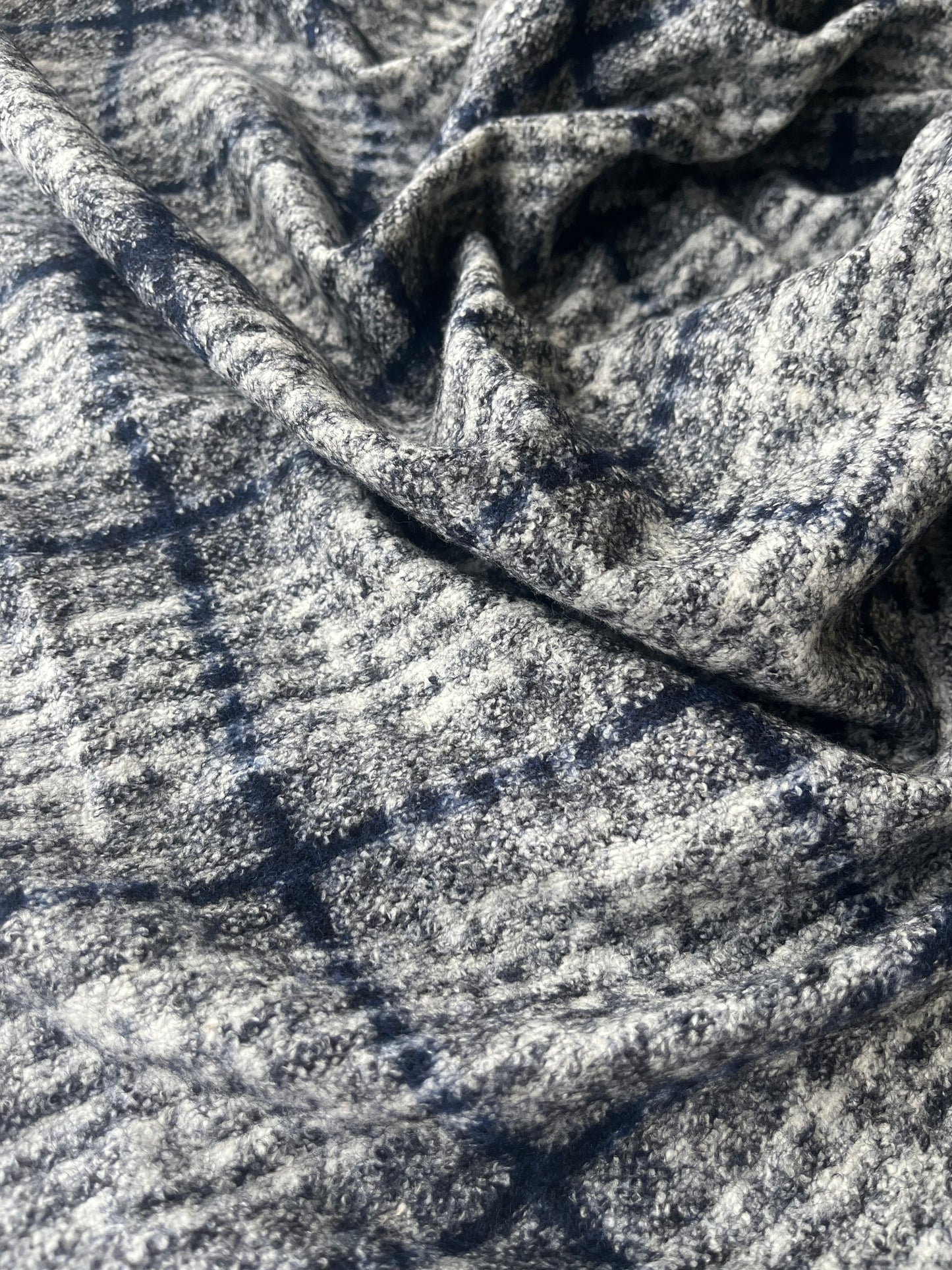 PABLO 004 Wool jersey check blue/grey