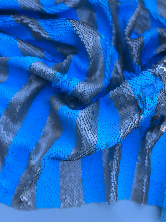 NENA 012 mesh sequins turquoise stripes