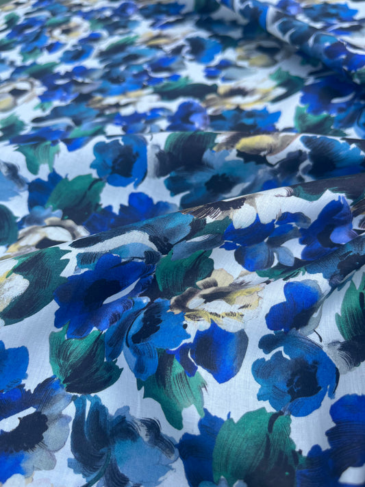 Blandine 022 Liberty of Londen  poplin multi blue flowers