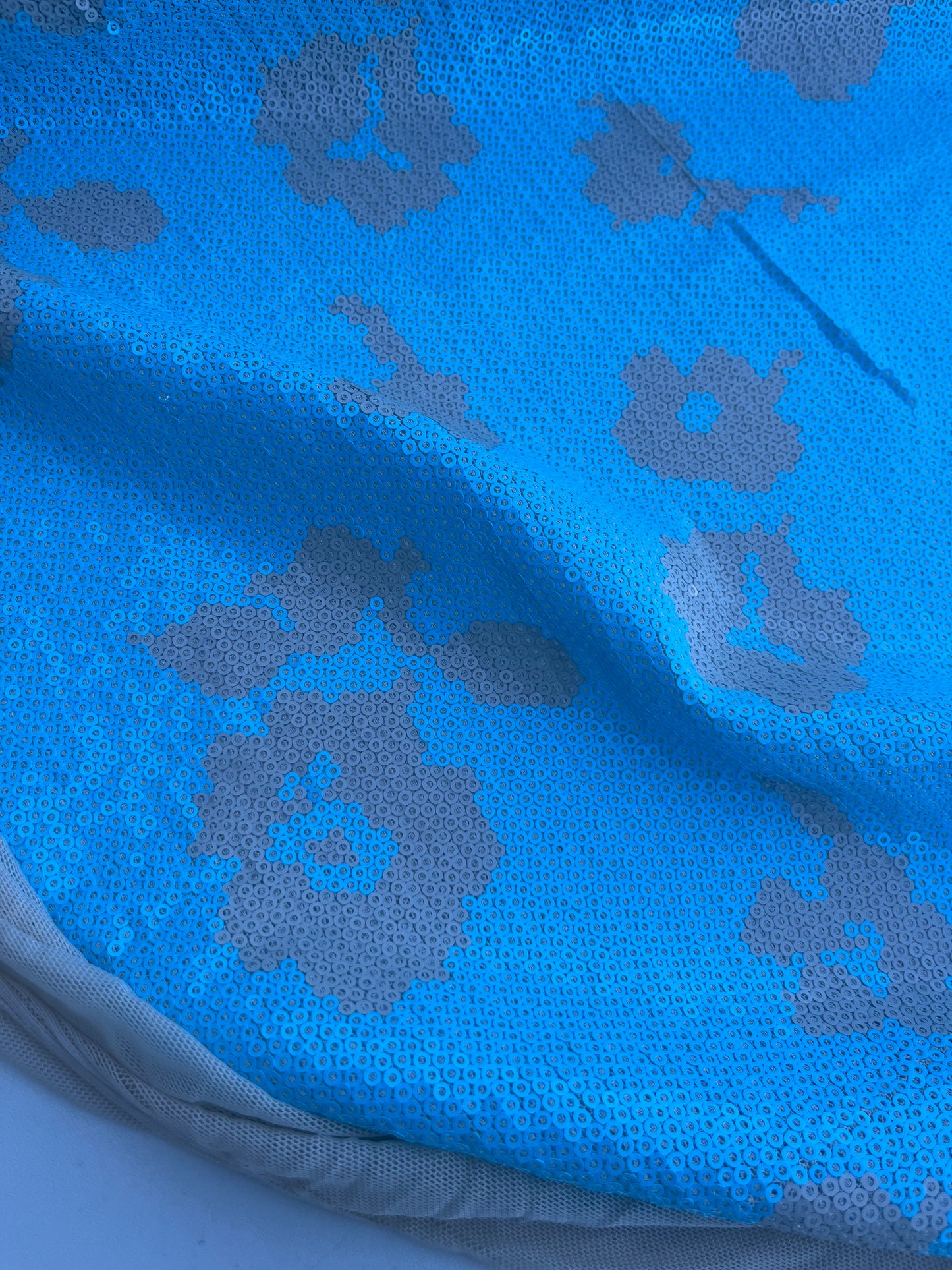 NENA 013 mesh sequins aqua flowers
