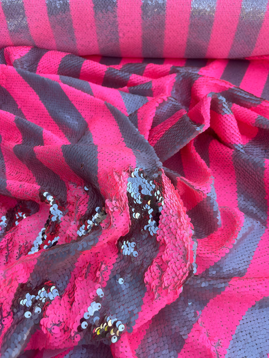 NENA 014 mesh sequins pink fluo stripes