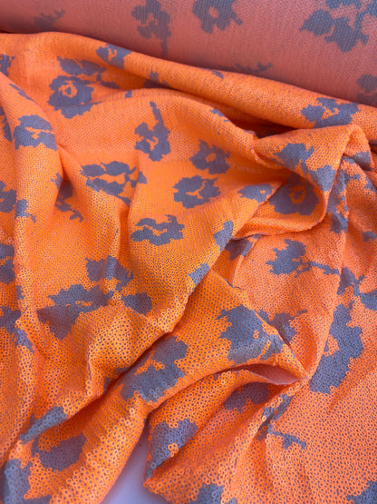 NENA 018 mesh sequins fluo orange flowers