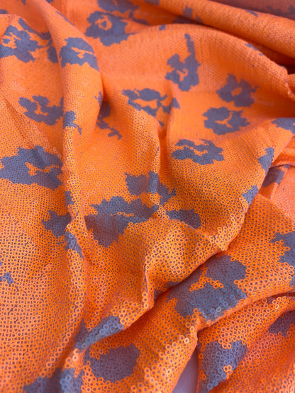 NENA 018 mesh sequins fluo orange flowers
