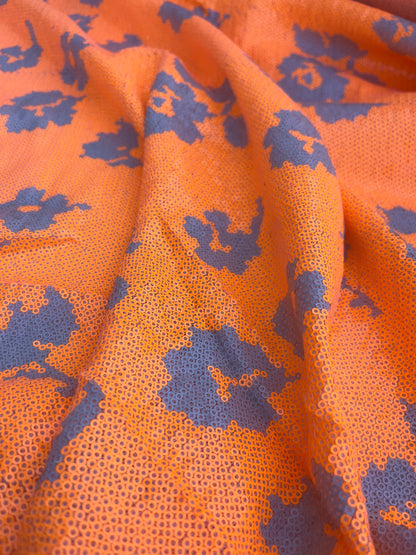 NENA 018 mesh sequins fluo orange flowers