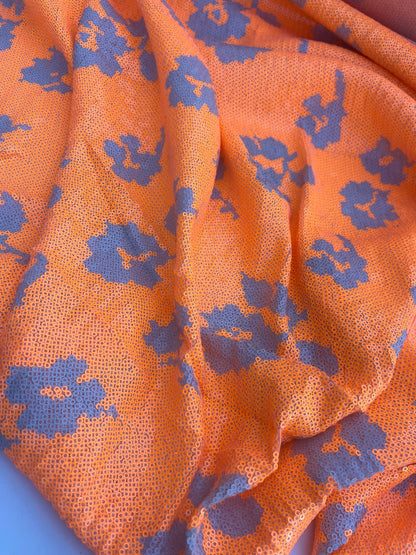 NENA 018 mesh sequins fluo orange flowers