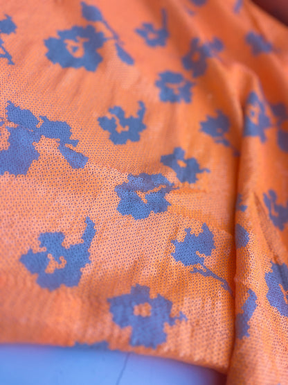 NENA 018 mesh sequins fluo orange flowers
